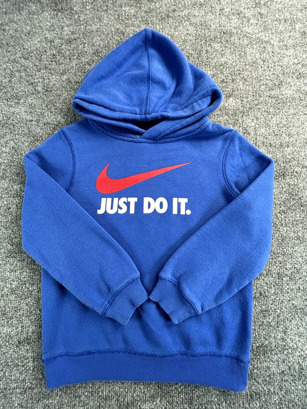 Nike Just Do It Hoodie Youth Boys Size 7 Blue Pullover Sweatshirt JDI Logo